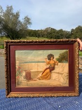 Framed Art Print Woman in Classical Setting with Ornate Gold Frame