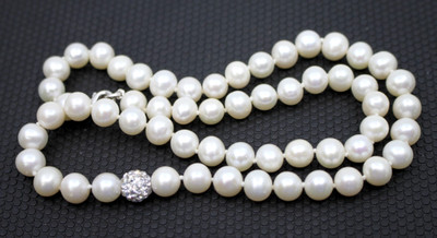Echte 8 mm weiße Perlenkette Südsee Sterlingsilber Verschluss 18 Zoll