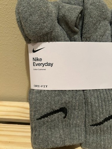 Nike Everyday Cushioned Crew Socks, Grey, MEN 6-8, WMN 6-10,  6 Pairs NEW - Picture 5 of 7