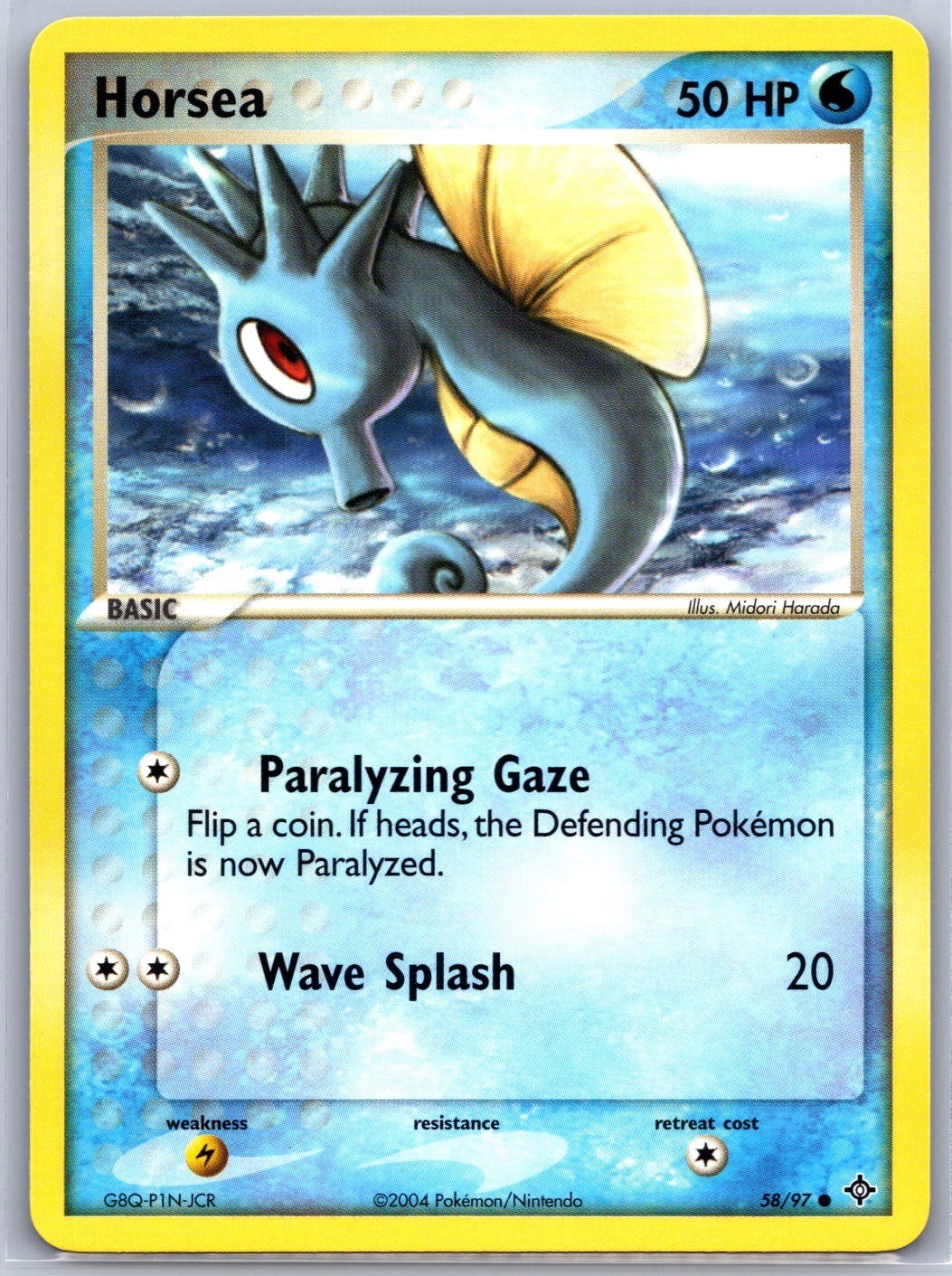 Horsea 58/97 Common Dragon Pokemon Near Mint