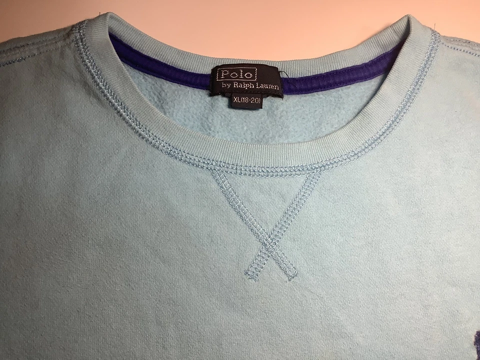 Polo Ralph Lauren Fleece Crewneck Sweatshirt Sweater Boys XL 18-20 CYAN color - Image 2 of 4