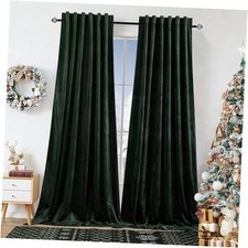 Dchola Dark Green Velvet Curtains for Bedroom 52"W x 84"L Pack of 2 Darkgreen