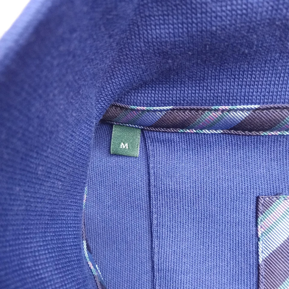 Robert Talbott Sweater Mens Medium Blue Pima Cotton Quarter Zip Knit Pullover - Image 3 of 4