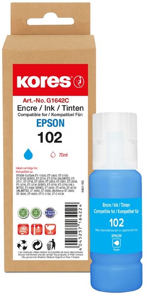 Kores Tintenflasche G1642BK Ersetzt Epson 102 Schwarz-image