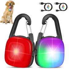 Dog Lights for Night Walking, 2 Pack Clip On Dog Collar Light with 4 Modes, Rech