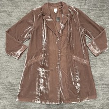 J. Jill Coat Womens XL Rosewood Brown Velvet Mid Length Button Front Velour