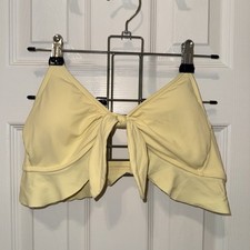 Xhilaration Yellow Ribbed Tie Front Ruffle Bi...