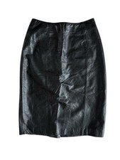 Pelle Cuir Women's Vintage Black Leather Paneled Pencil Skirt Sz 10