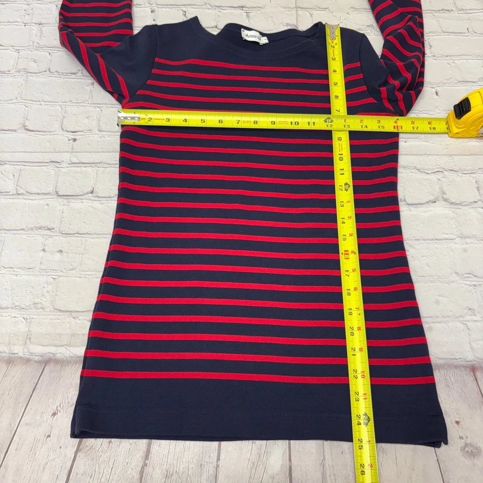 Armor Lux 女式长袖 T 恤上衣 1 码条纹棉质 C030 -26 — 第 2/4 张图片