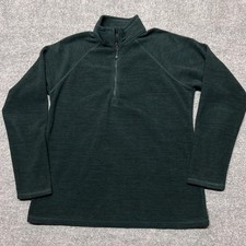 Eddie Bauer Sweater Womens Medium Green Fleece 1/4 Zip Pullover Mock Neck Top