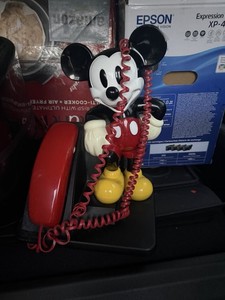 Disney Mickey Mouse Character Corded Telephone w/ Red Handset
