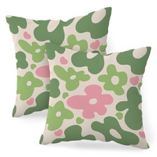 Boho Green Pink Flowers Throw Pillow Sage Green Pink Danish Pastel Flowers