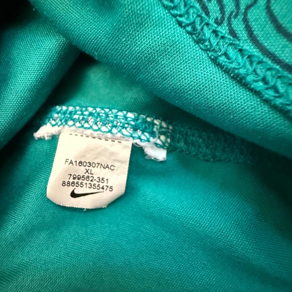 Nike Dri-Fit Running Shirt XL Teal Wave Pattern Long Sleeve Reflective Swoosh - Image 4 of 4