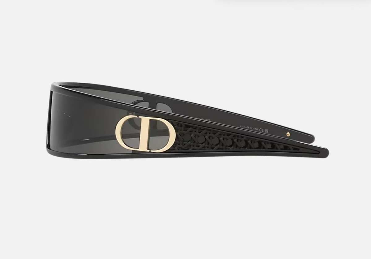 Dior Oversized Shield Sunglasses Black Plastic Frame Gray 