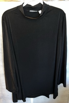 Susan Graver Modern Essentials black liquid knit mock neck tunic Size 3X