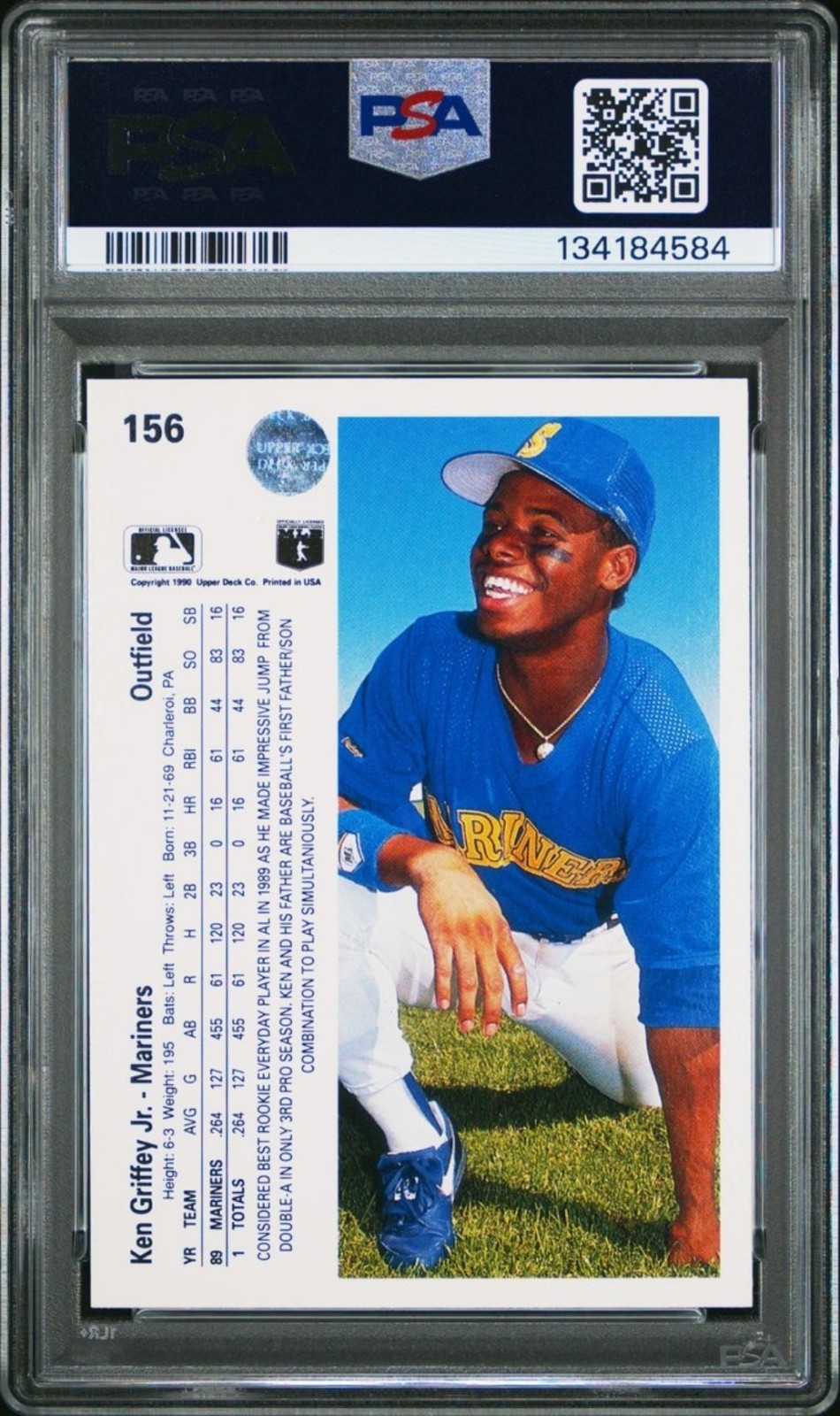  1990 Upper Deck #156 Ken Griffey Jr Rookie PSA 10 Gem Mint view 2