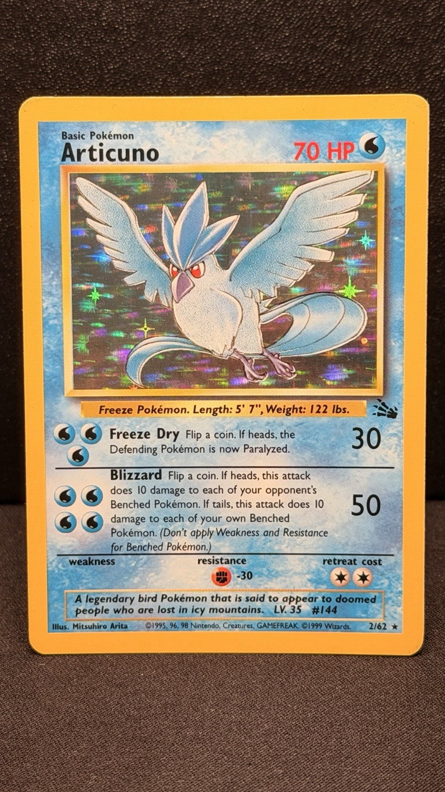 Articuno Fossil 2/62 - Unlimited Holo Rare Card - Pokemon Card TCG - LP/MP