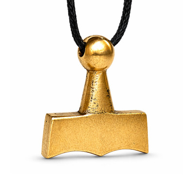 Bronze Thors Hammer Pendant Solid Necklace Mjolnir Norse Pagan Wax Cord Boxed