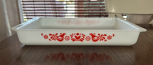 Vintage Pyrex Friendship Red Bird Baking Dish Lasagna Pan #933 9” X 13” X 2”