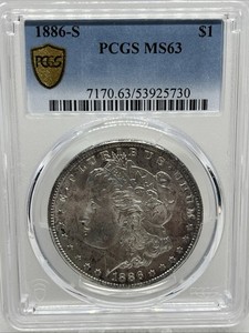 1886-S Morgan Silver Dollar PCGS MS63 GOLD SHIELD + TRUVIEW VERIFY@PCGS WEBSITE