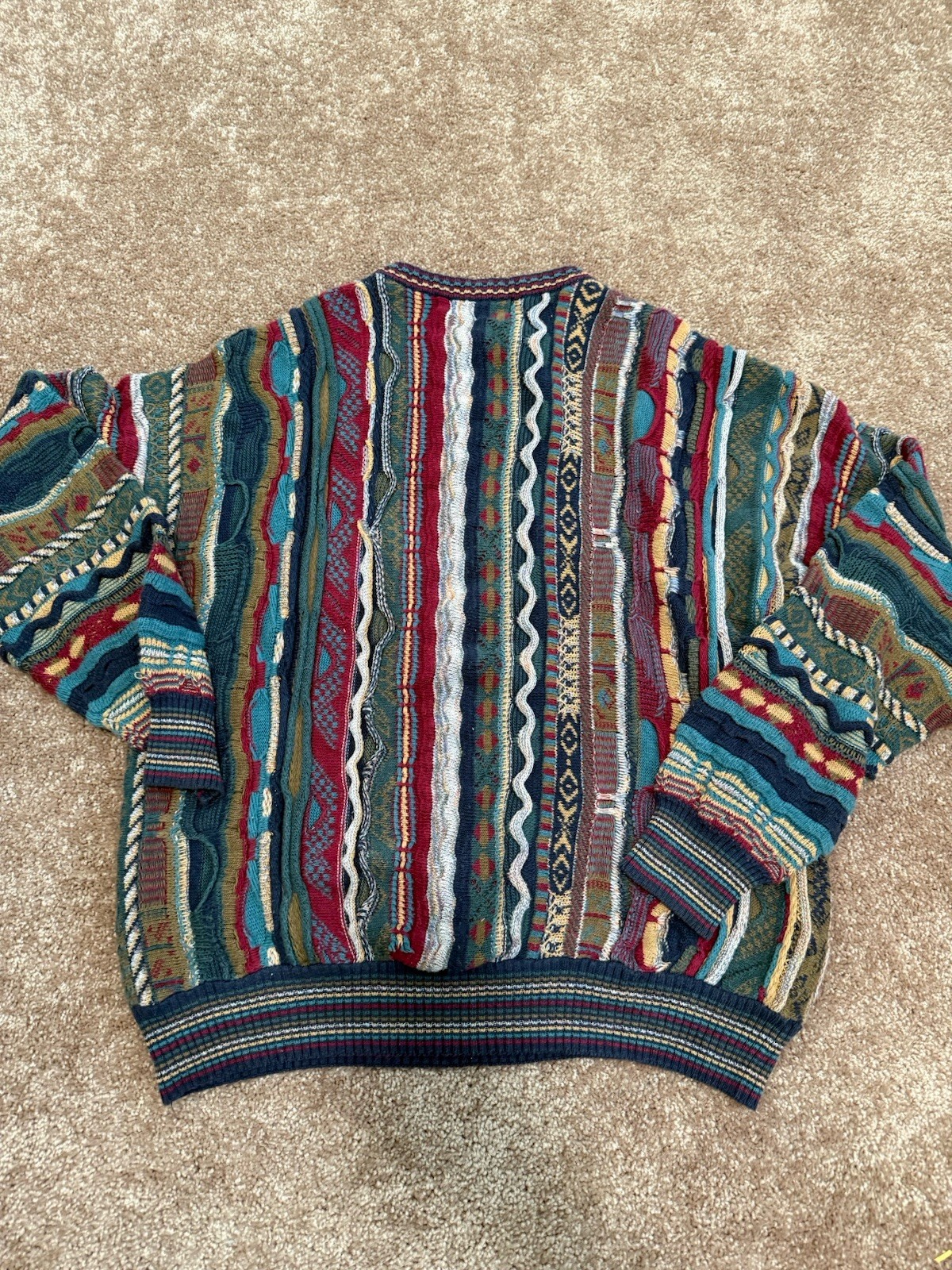 Vintage Roundtree & Yorke Earth Tones Coogi 3D Style Textured Knit Sweater image 5