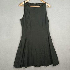 Banana Republic Seamed Fit & Flare Dress Womens 10 Petite Black Stretch Back Zip