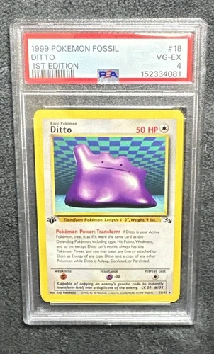 1999 Fossil Ditto 18/62 Non-Holo Rare 1st Edition PSA 4 Pop 19 🌈
