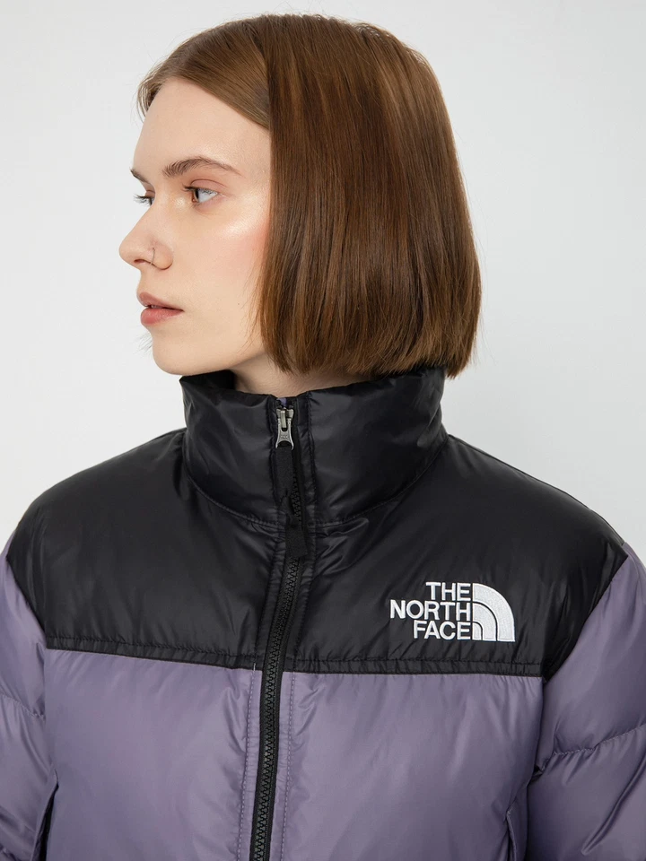 NWT Womens TNF The North Face Nuptse Short Crop 700-Down Jacket - LUNAR SLATE - Image 2 of 4