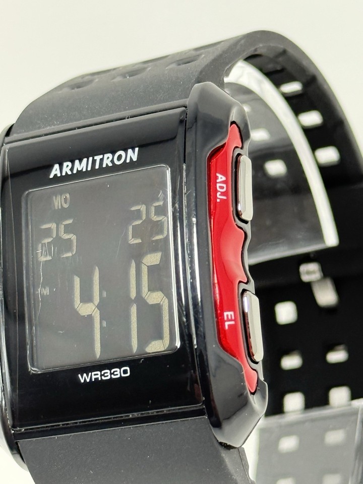 Armitron Reloj Deportivo Con Cronógrafo Digital Para Hombre, Correa De Resina 40 8284 Negro 40 8284blk