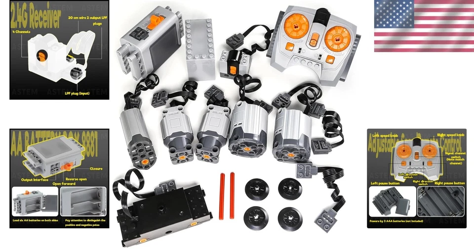 18-Piece Power Function Motor Set for LEGO Technic with Speed Remote Control - Image 2 of 4