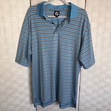 FootJoy Mens Golf Polo Shirt Performance Size XL Blue Black Striped Sporty
