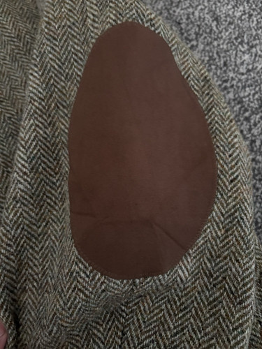Harris Tweed Men’s Blazer Jacket Elbow Patches Brown Green Herringbone Brown 48 - Picture 6 of 14