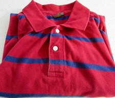 Cherokee mens short sleeve polo burgendy red striped 100 cotton size L