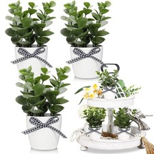 Farmhouse Tiered Tray Decor Mini Potted Eucalyptus Decor Plant Decor Items fo...
