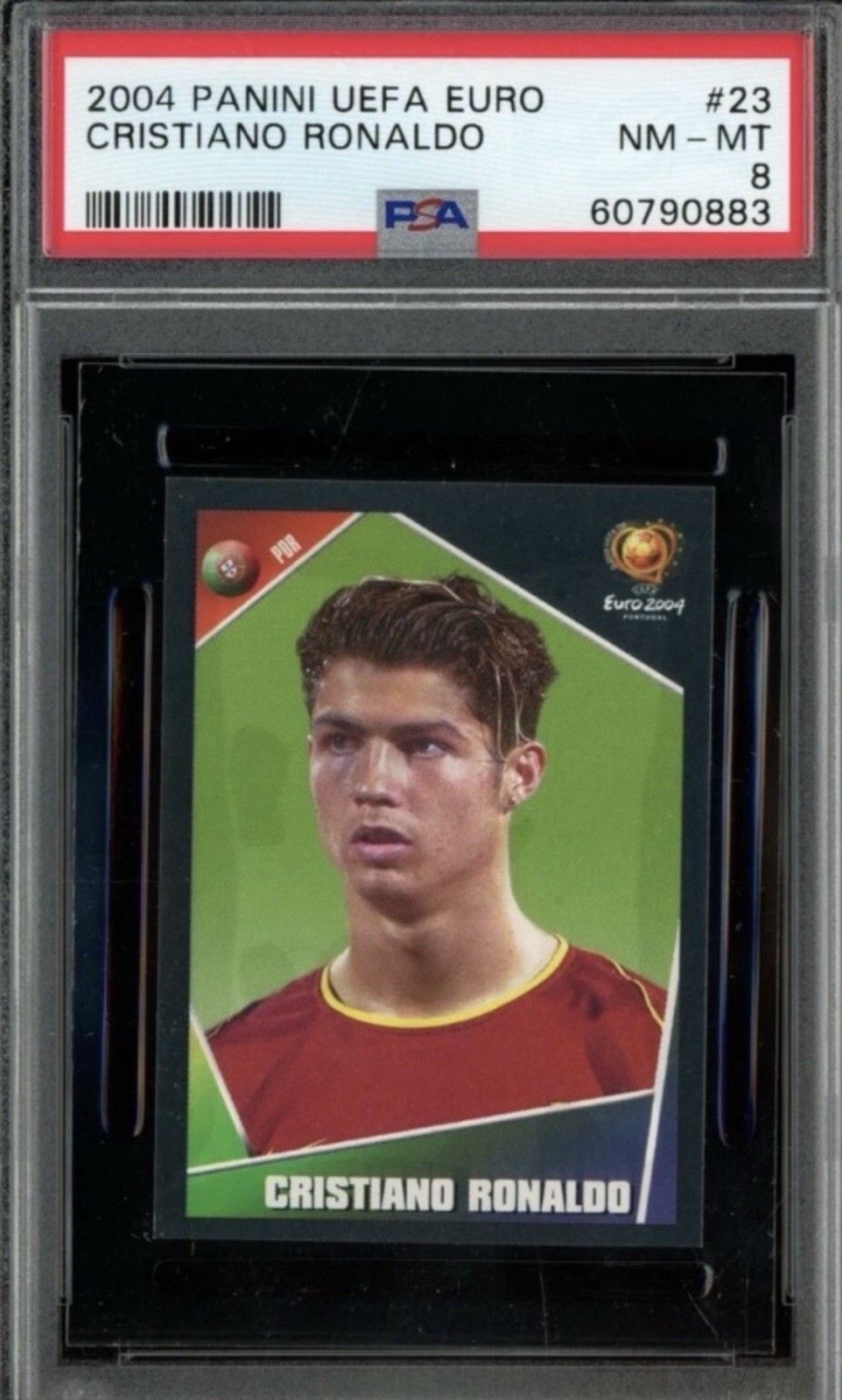 2004 Panini UEFA Euro Portugal Stickers #23 Cristiano Ronaldo PSA 8 NM-MT
