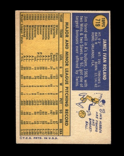 1970 Topps Set-Break #719 Jim Roland VG-VGEX *GMCARDS* | eBay
