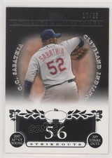 2008 Moments & Milestones Black 17/25 CC Sabathia (2007 AL Cy Young 209 Ks) 1h5