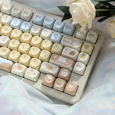 Cream Yellow Bear Cute Keycaps for Mechanical Keyboards MOA Profile PBT Key Caps