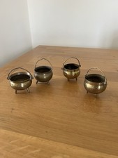 Vintage Brass cauldrons, bundle x 4, occult pagan altar