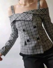 Tik Tok Fab New Bershka Off Shoulder Fitted Short Bardot Summer Jacket Xs Mex 24