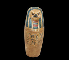 RARE ANCIENT EGYPTIAN ANTIQUE UNIQUE HORUS CANOPIC Jar Mummification Old Egypt