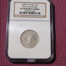2000 S United States Silver Statehood Quarter New Hampshire NGC PF70Ultra Cameo