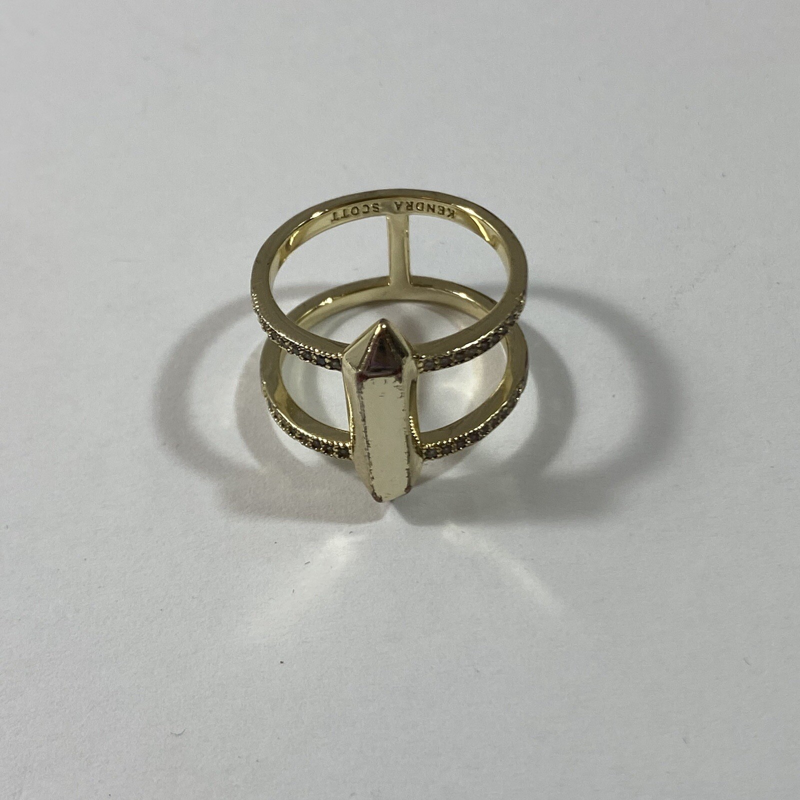 Kendra Scott ABRA Gold Double Band Ring Set with Rhinestones Size 8