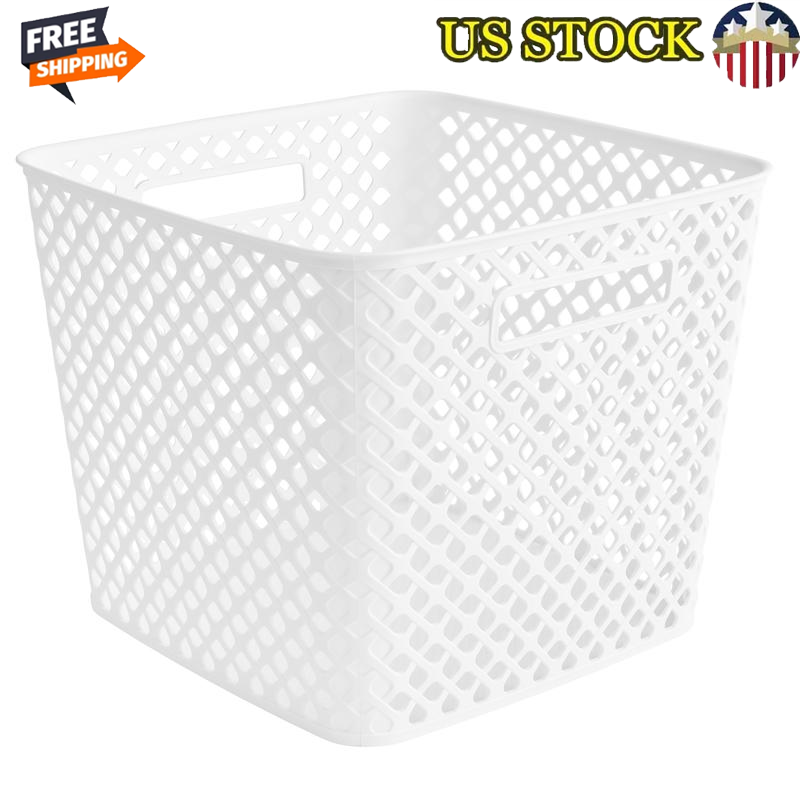 13 Inch Cube Storage Bin with Cut-Out Handles Durable Plastic Organizer US-image