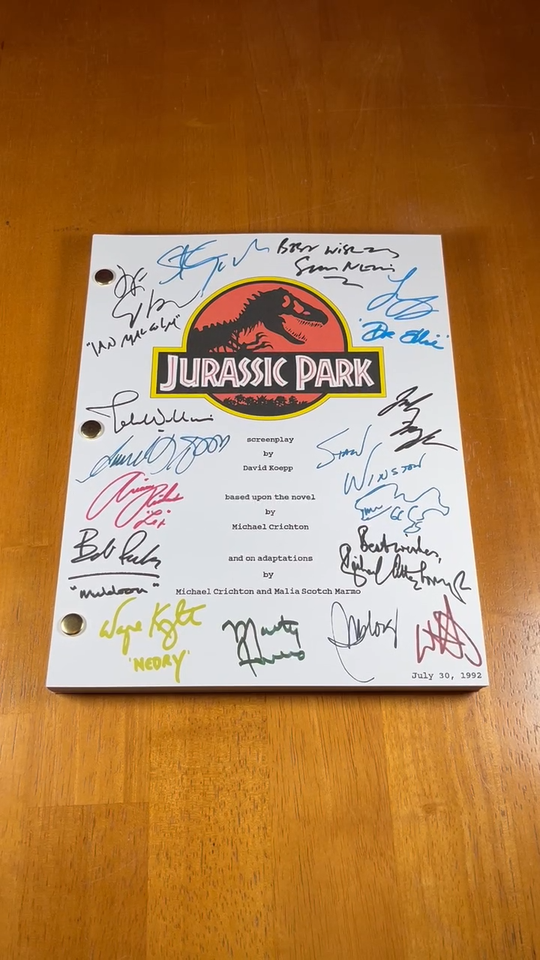 Jurassic Park Script Signed- Autograph Reprints- 142 Pages- Dinosaurs ...