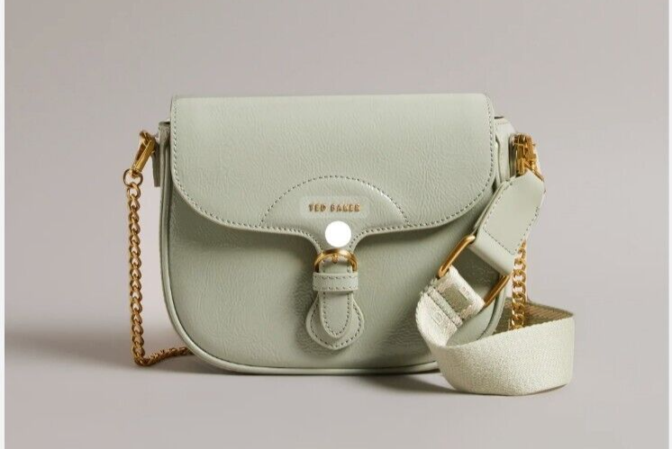 Ted Baker- ESIA- Webbing Saddle Patent Leather Crossbody Bag Ted Baker- ESIA- Webbing Saddle Patent Leather Crossbody Bag