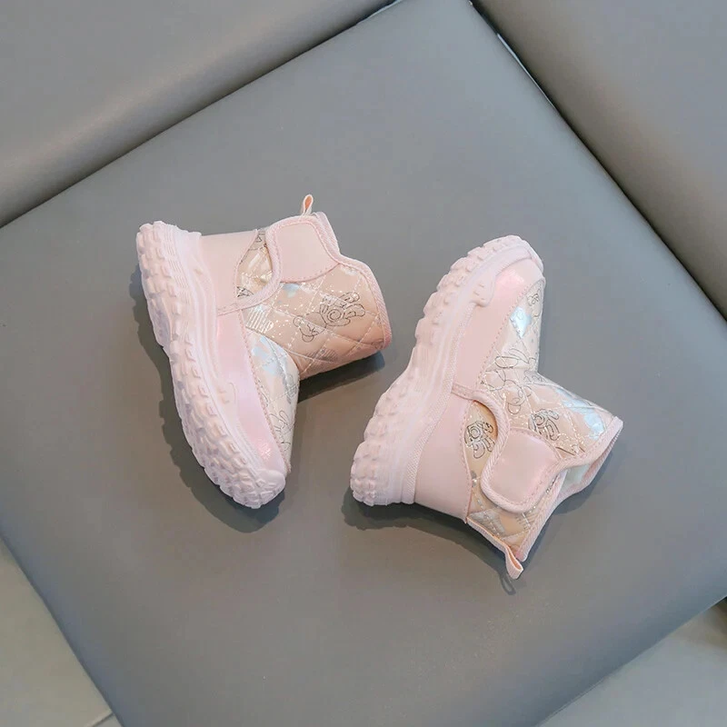 Niños Niñas Invierno Acolchado Cálido Algodón Zapatos Parte Inferior Gruesa Antideslizante Charol Foto 4 de 4