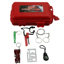 SOS Help Outdoor Sport Camping Hiking Survival Emergency Gear Tools Box Kit SetD