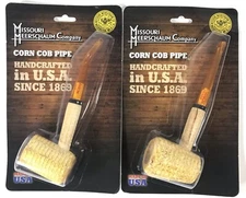 Missouri Meerschaum Corn Cob Pipe 1 each BENT & STRAIGHT Stem UnSmoked 6" NEW