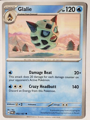 Glalie 052/167 NM / M Twilight Masquerade Pokemon Card $2 Combined Ship Oku  Art